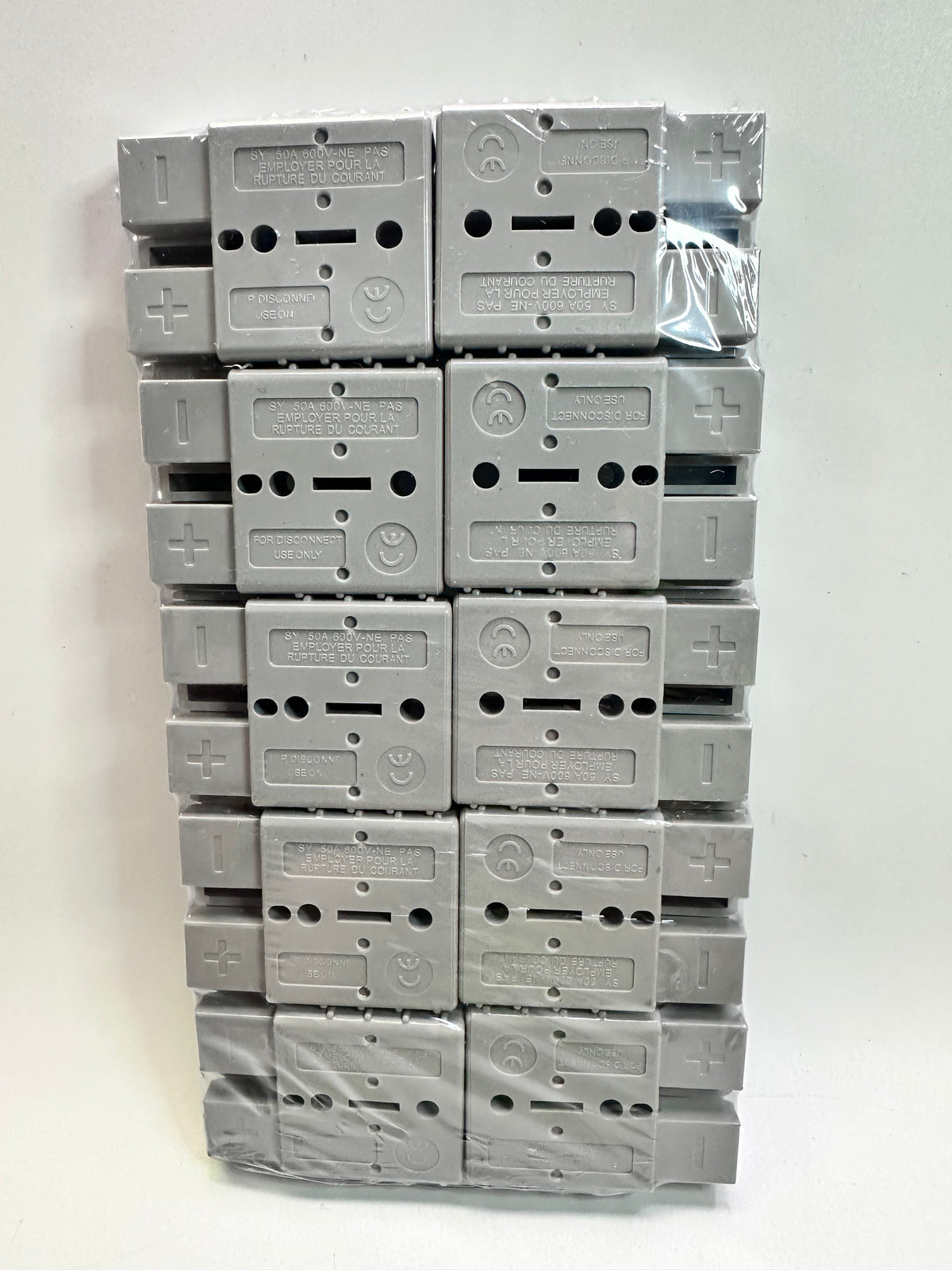 Anderson-Style Grey Connector Plugs, Listed 50A / 600V, 10 Pack