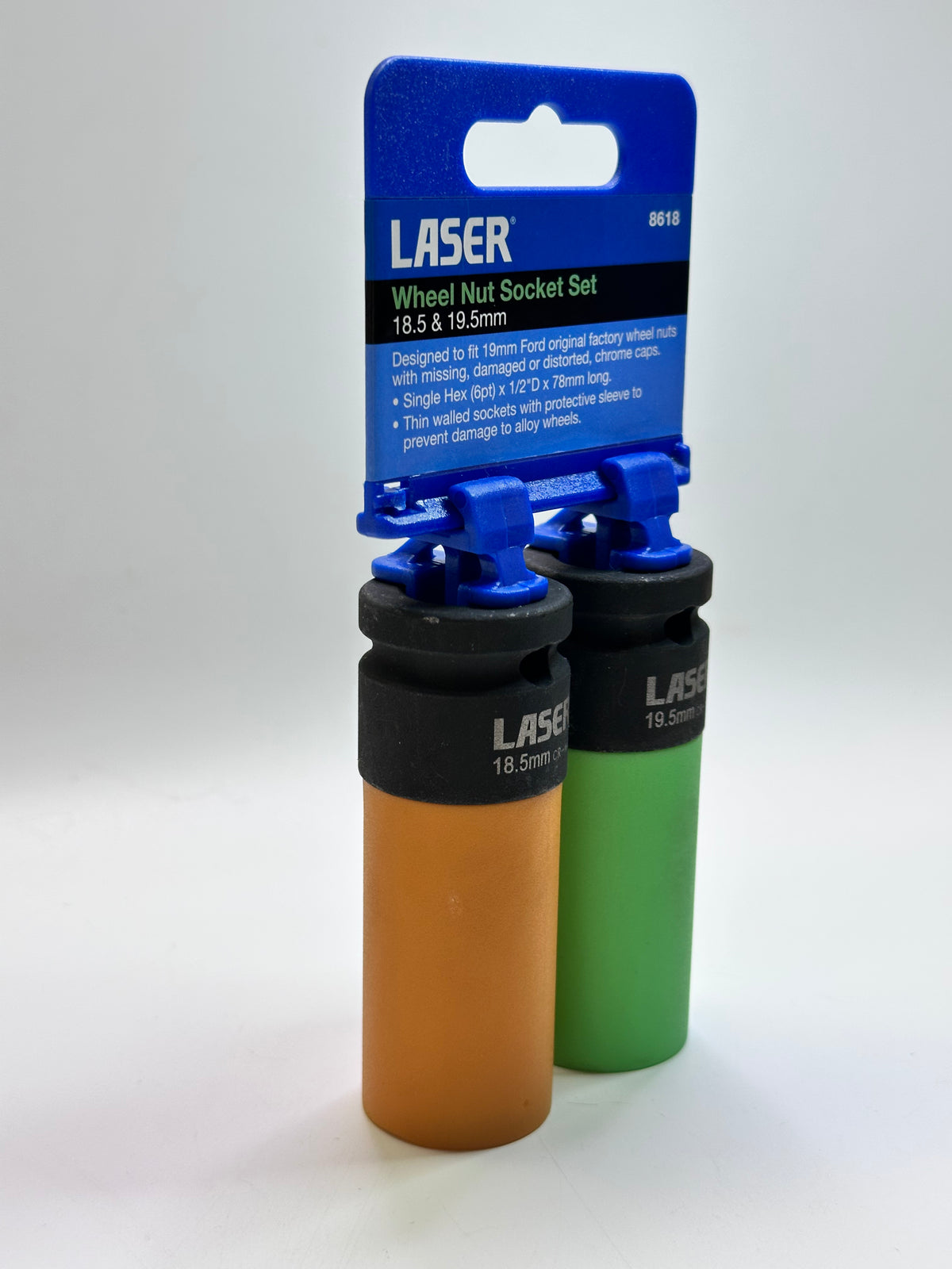 Laser 8618 Wheel Nut Socket Pair — 18.5 & 19.5 mm, 1/2" Drive