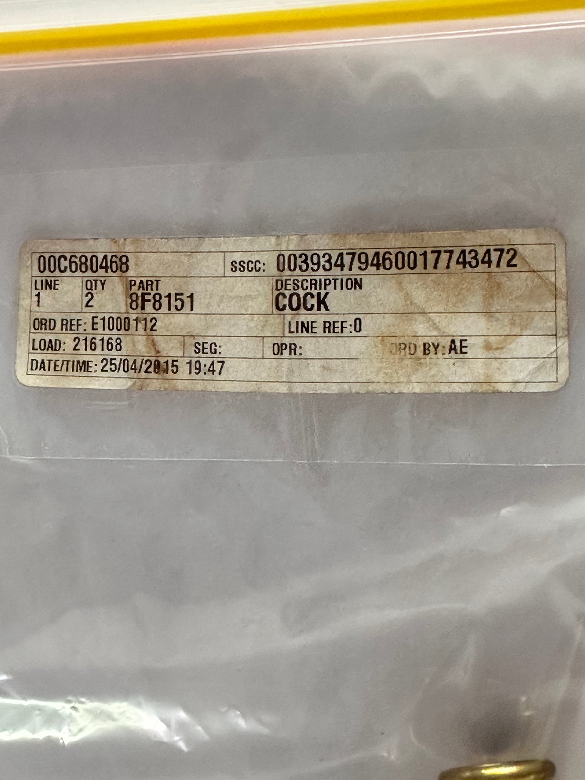 Caterpillar CAT 8F-8151 3/8" Shutoff Valve