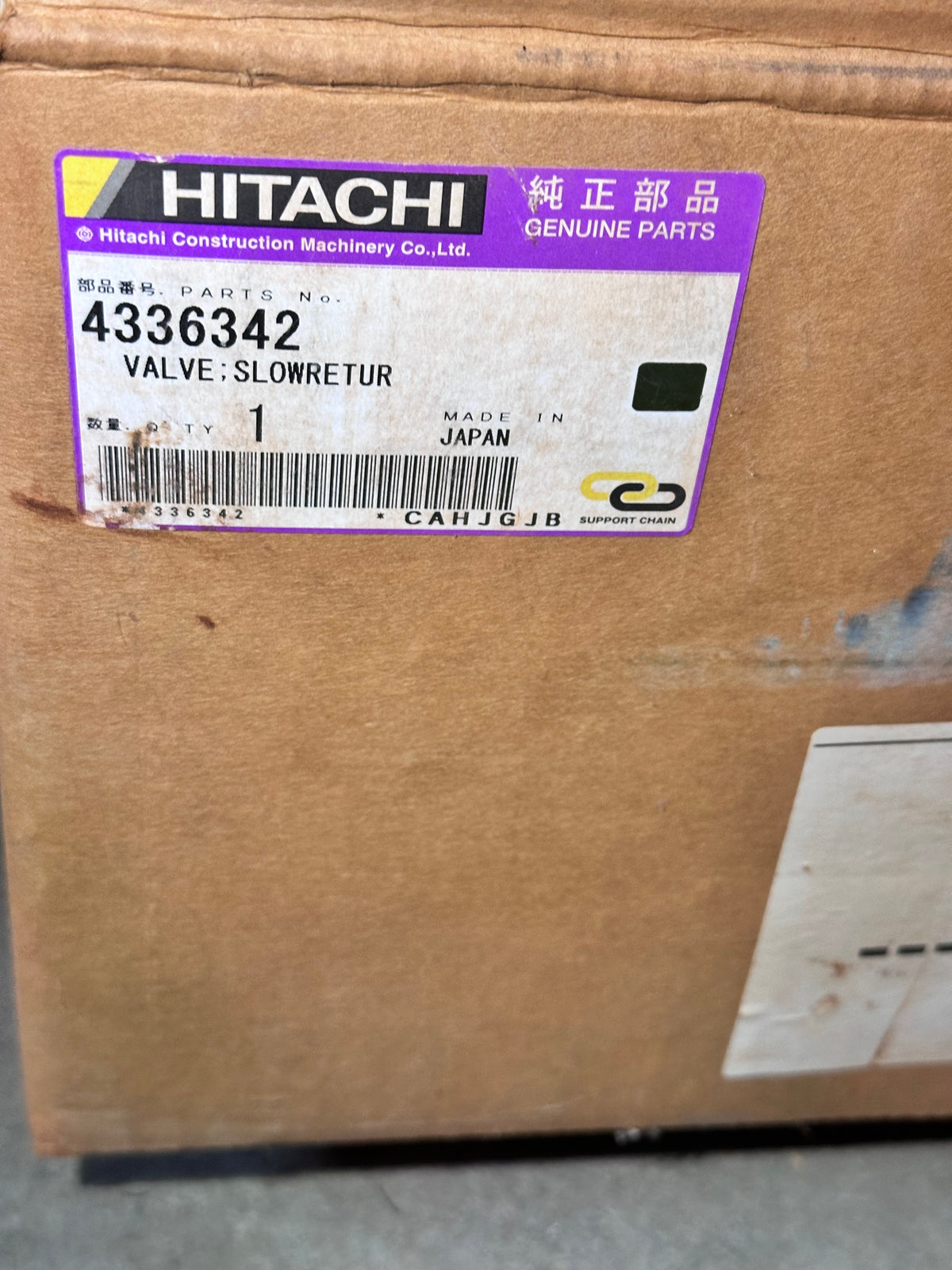 Hitachi 4336342 Boom Cylinder Slow-Return / Slow-Release Valve Assembly