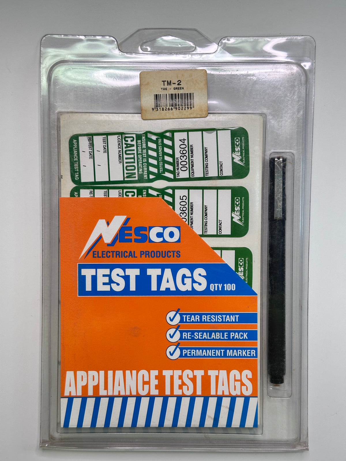 Nesco TM2 / TM-2 Green Appliance Test Tags, Pack of 100