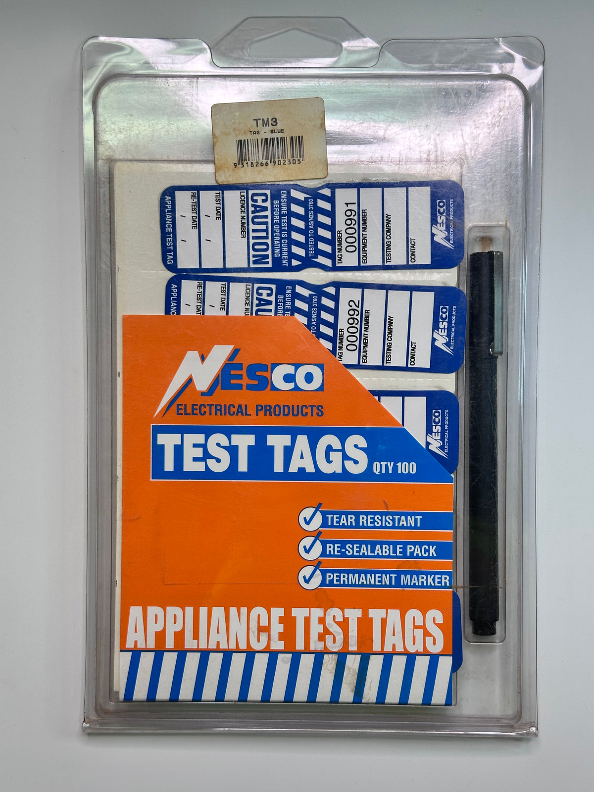 Nesco TM3 Blue Appliance Test Tags – Pack of 100