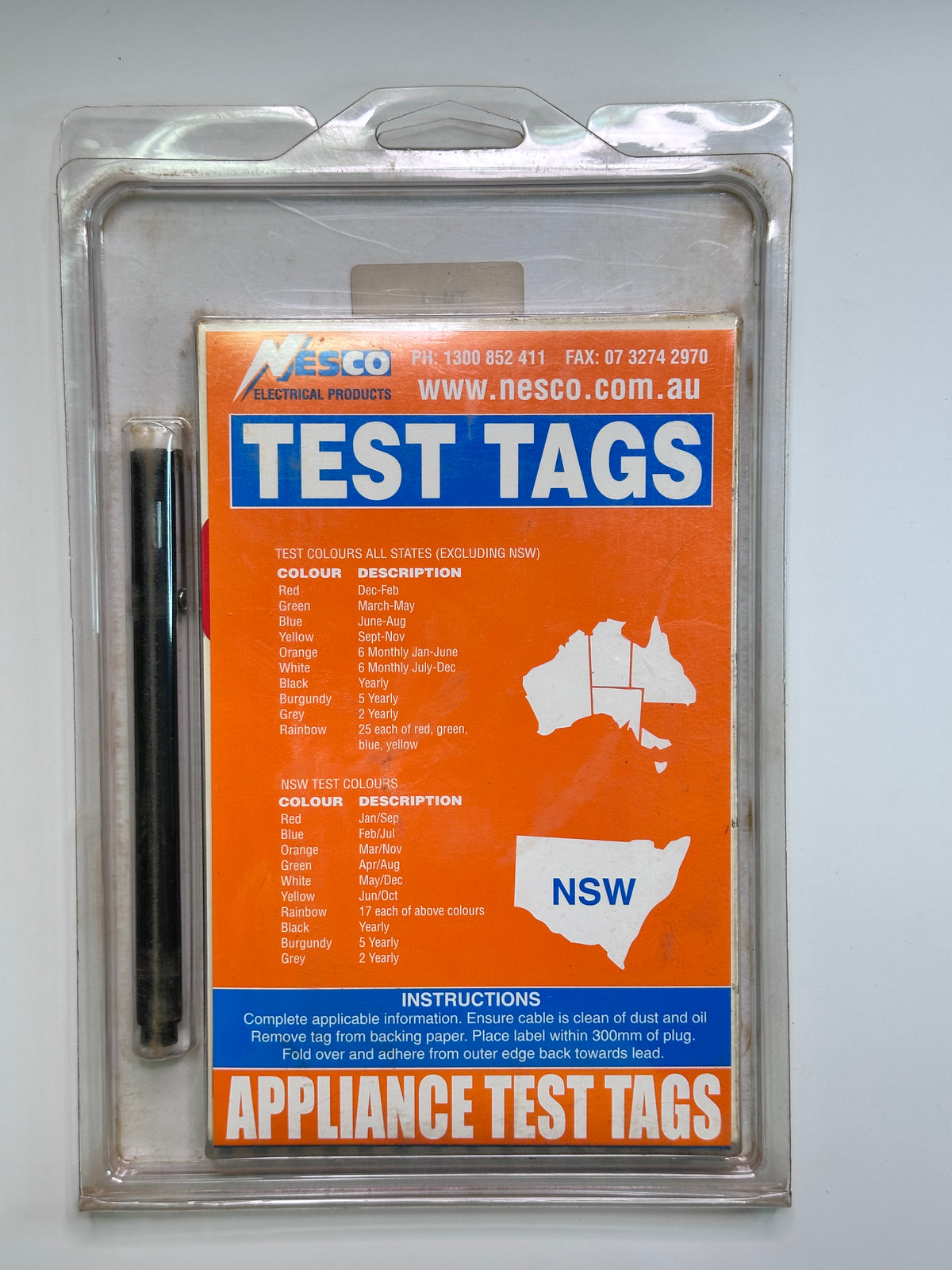Nesco TM1 Red Self-Laminating Appliance Test Tags — Pack of 100