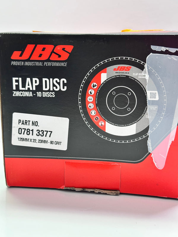 JBS 0781 3377 125mm X 22,23mm 80 GRIT Flap Disc, 10 pk