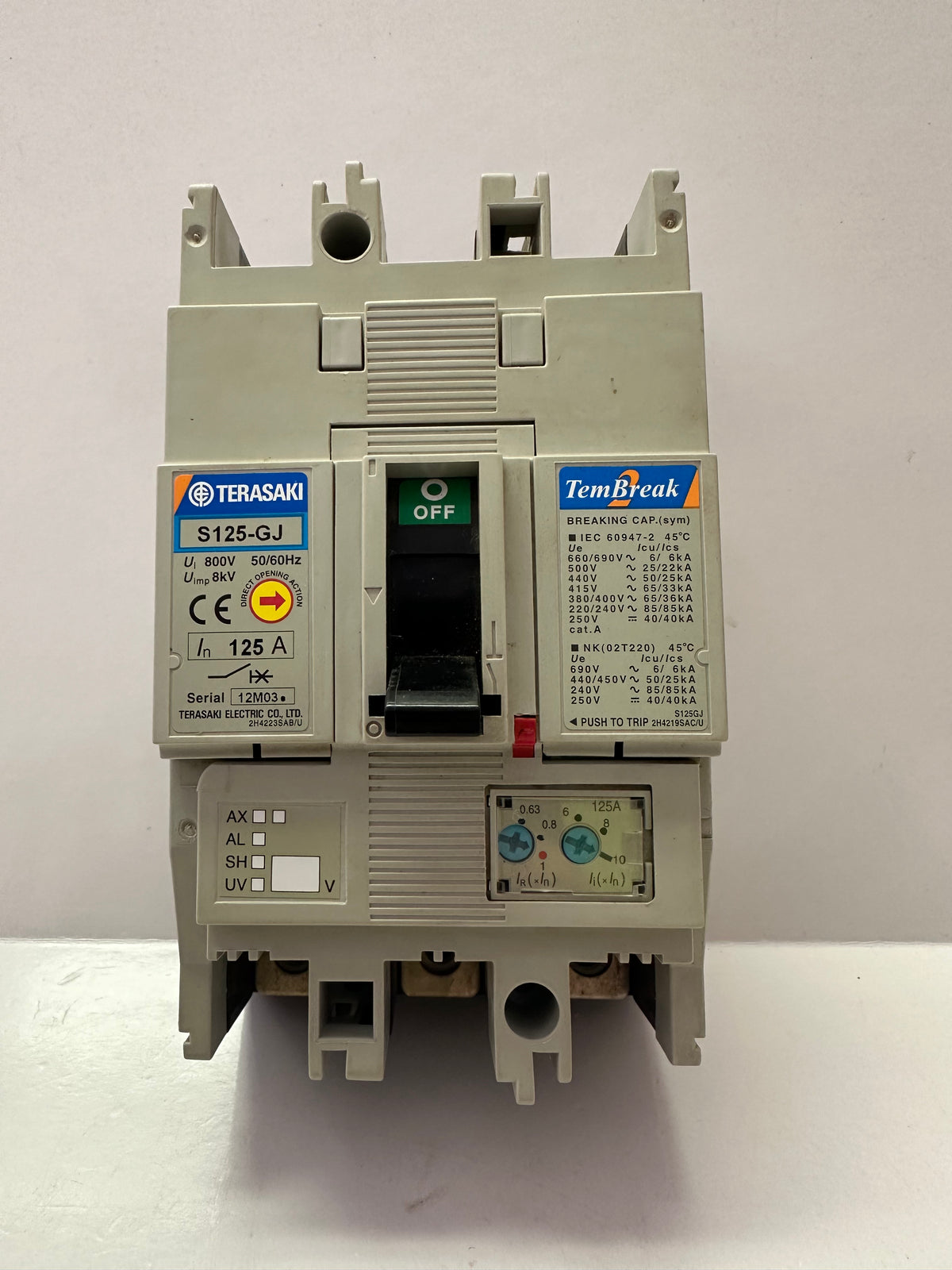 Terasaki S125-GJ 125 A 3-Pole TemBreak 2 MCCB