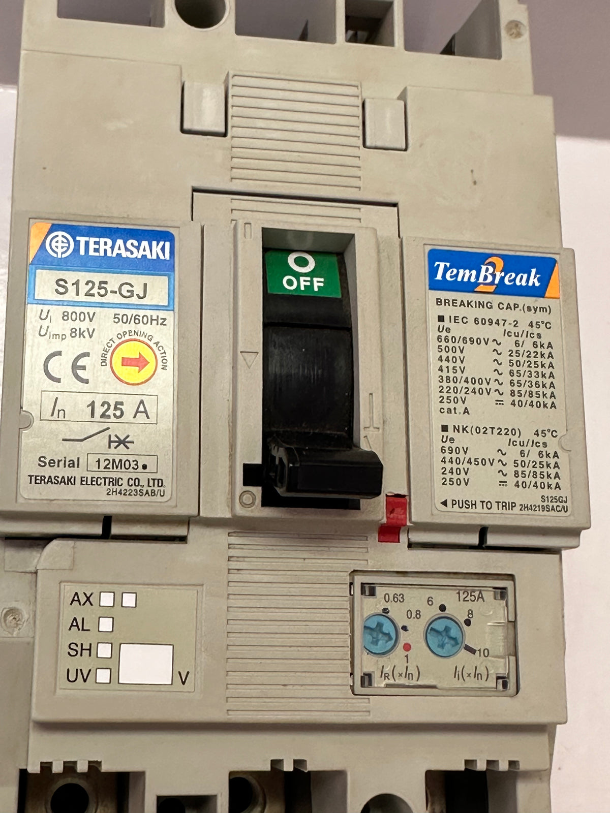 Terasaki S125-GJ 125 A 3-Pole TemBreak 2 MCCB