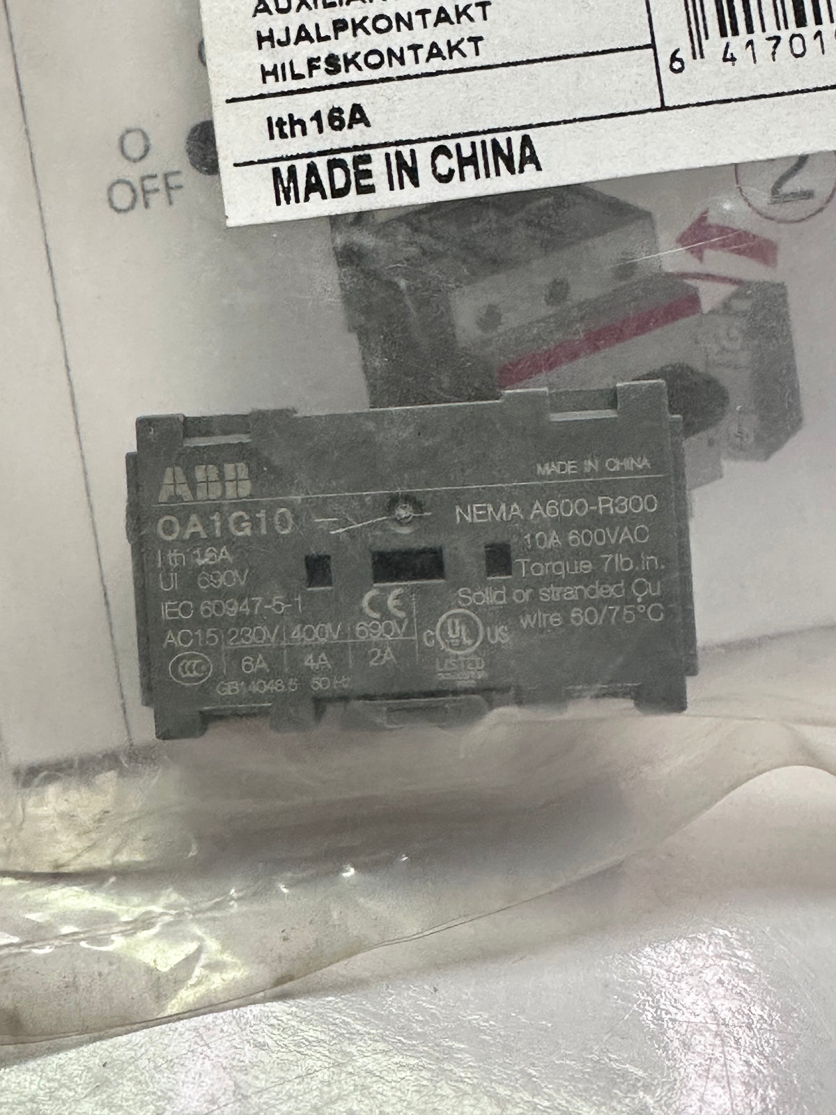 ABB 0A1G10 AUX Contact Block 1SCA022353R4970