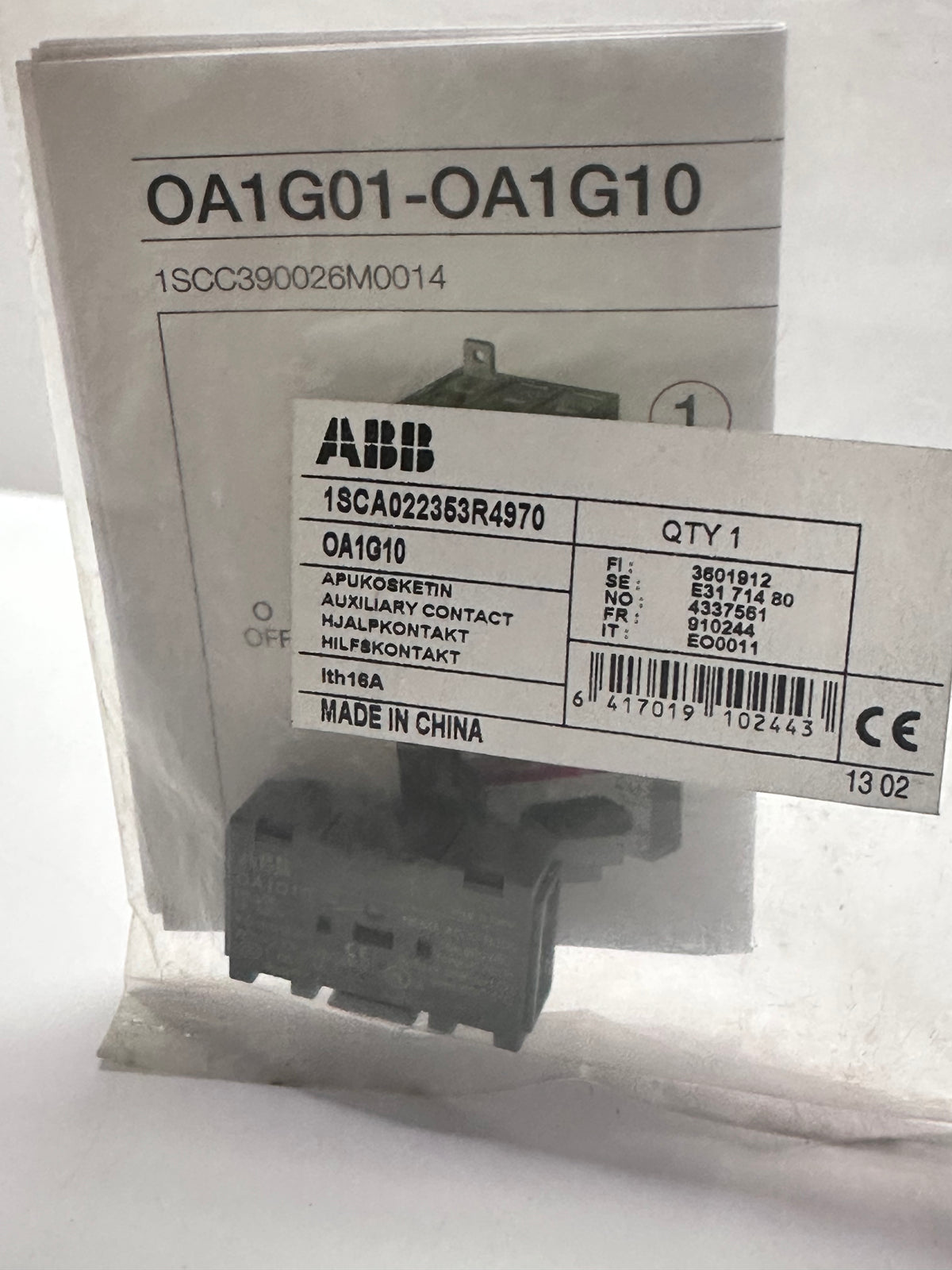 ABB 0A1G10 AUX Contact Block 1SCA022353R4970