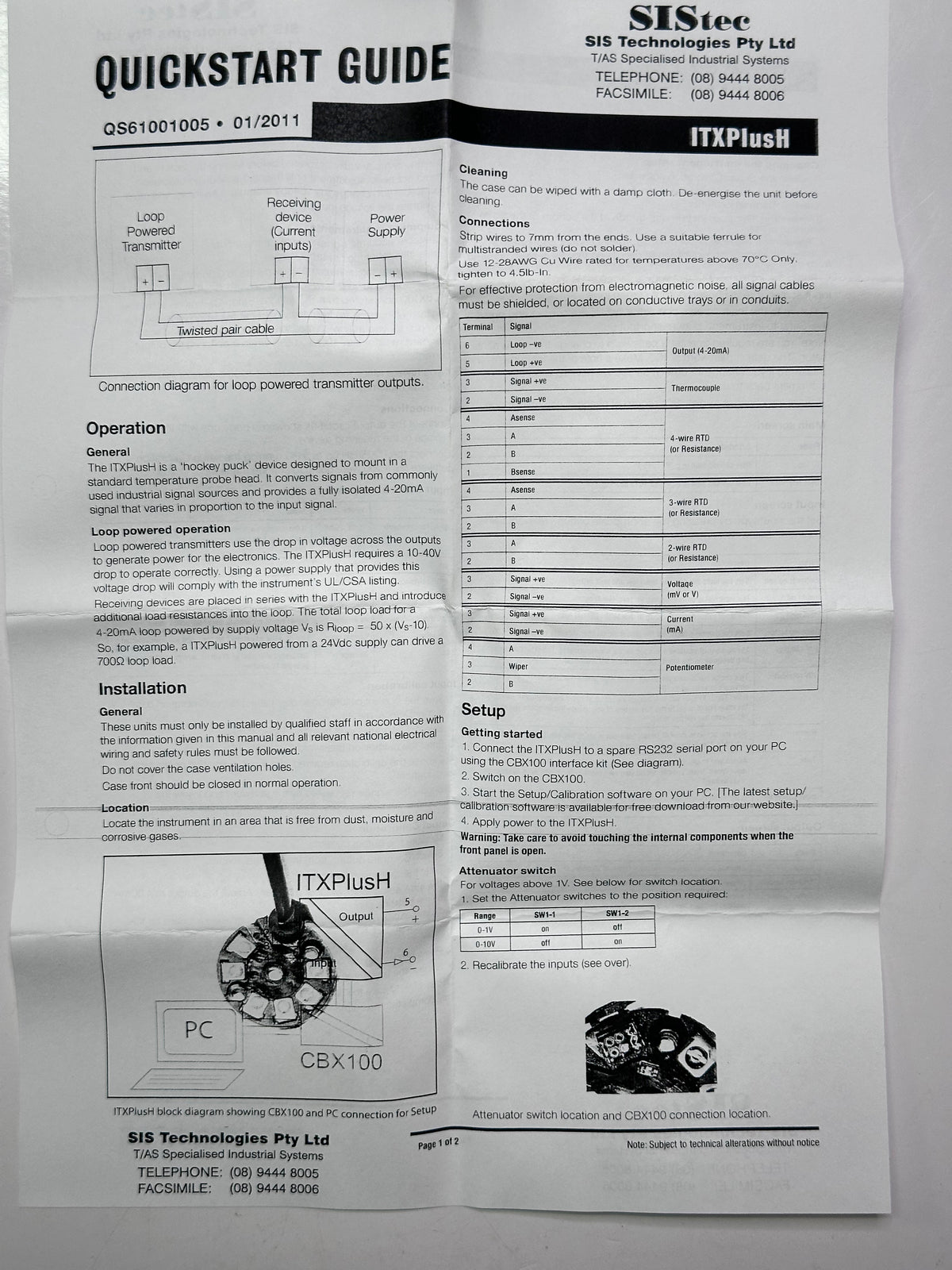 ITXPlus H Series Head Mount, Universal Loop powered, isolated, signal Converter