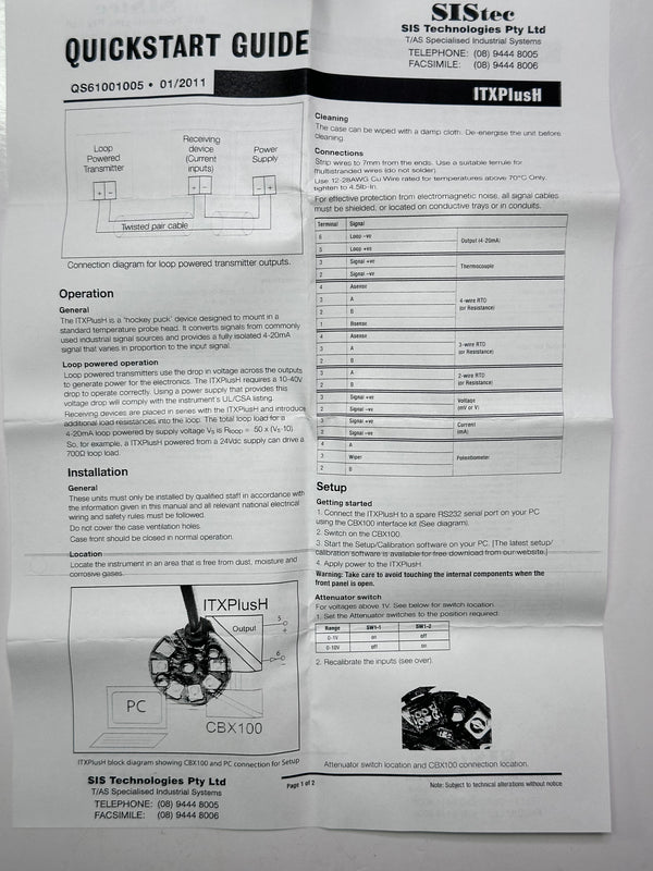 ITXPlus H Series Head Mount, Universal Loop powered, isolated, signal Converter