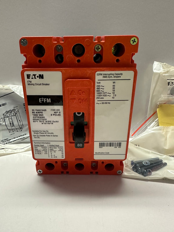 Eaton E2FM3080 Molded Circuit Breaker 80A
