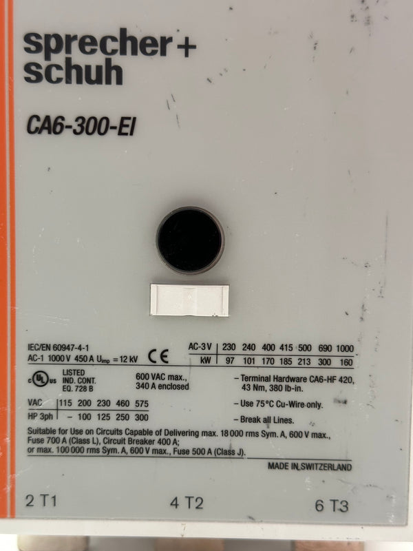 Sprecher + Schuh CA6-300-EI-11 Contactor 380-440V Coil