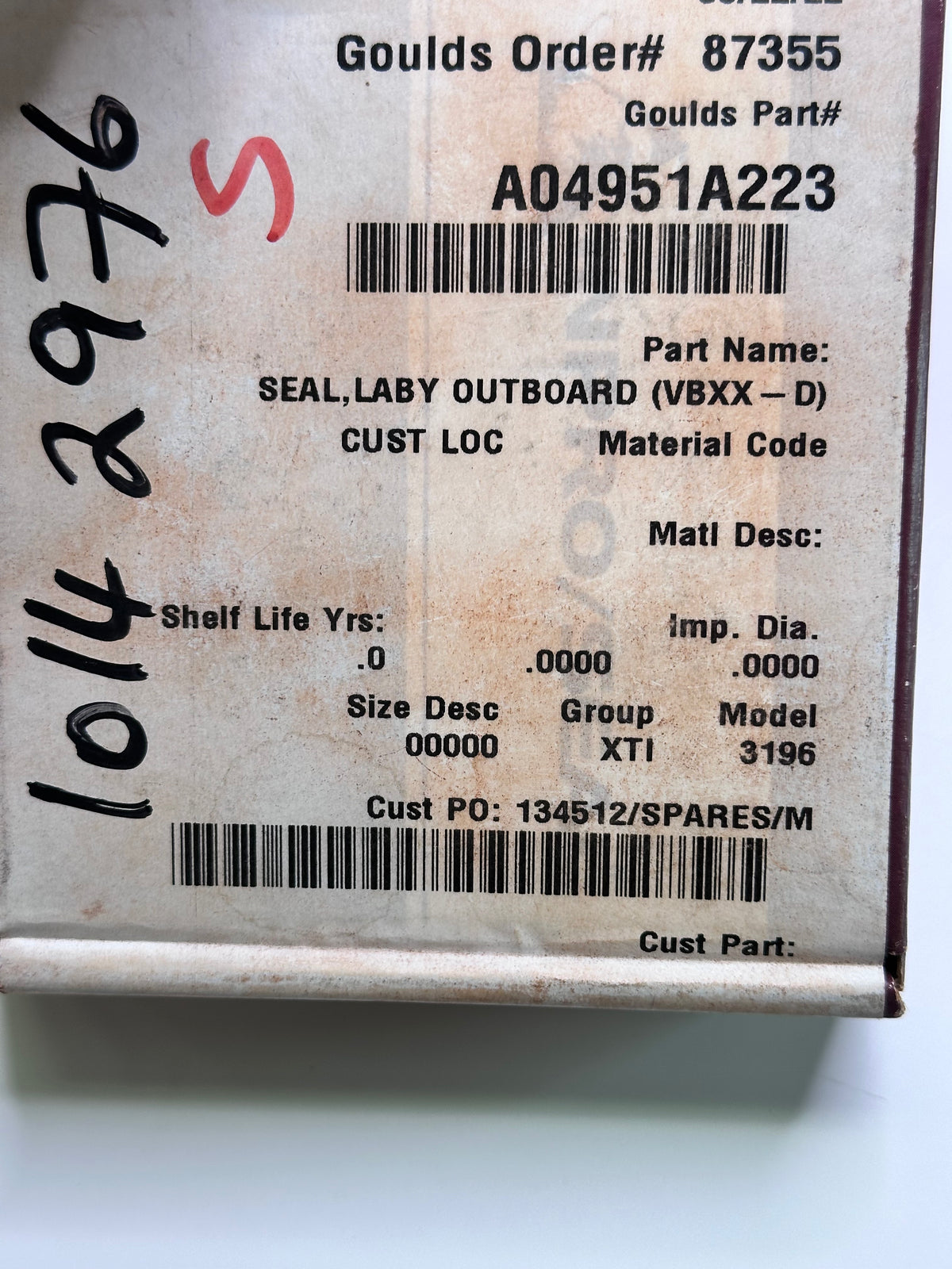 Inpro A04951A223 Labyrinth Seal [Outboard] for 3196XLT, 1987-S-P0030-5