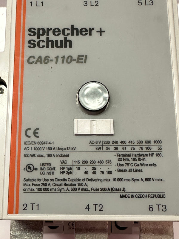 Sprecher + Schuh CA6-110-EI-11-24V Contactor