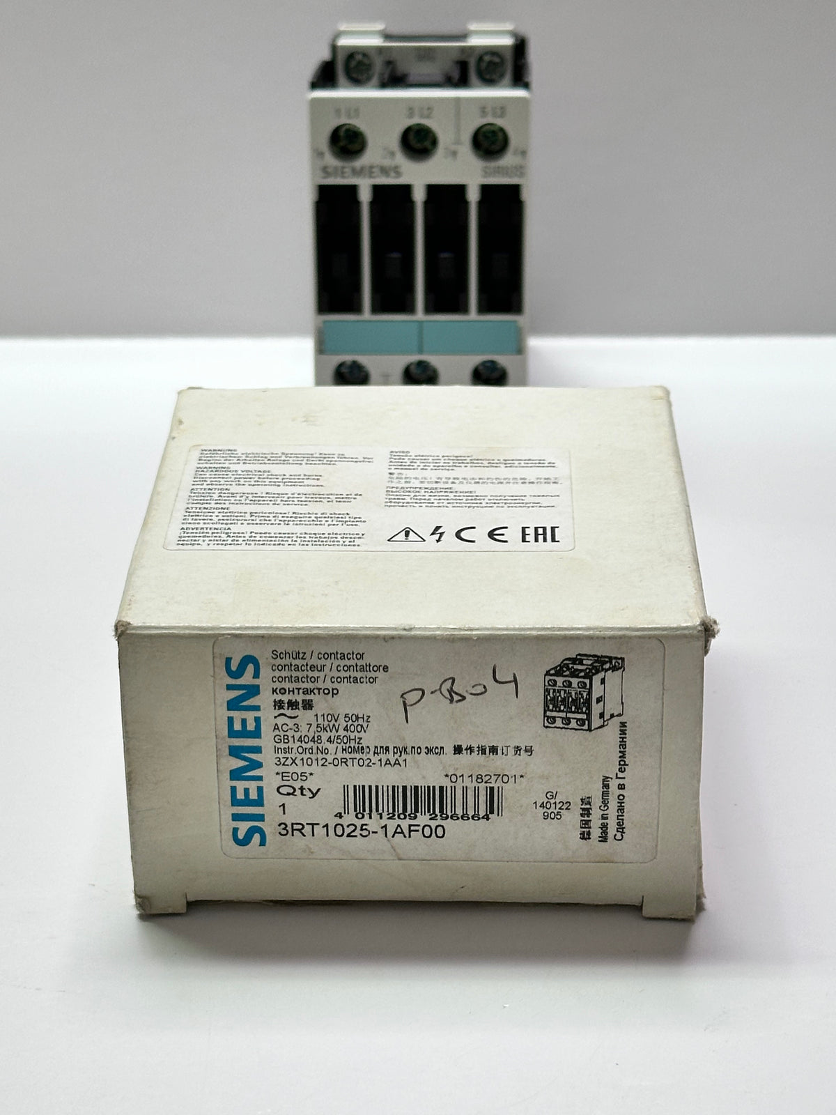 Siemens 3RT1025-1AF00 Power Contactor — 17A, 110V AC Coil