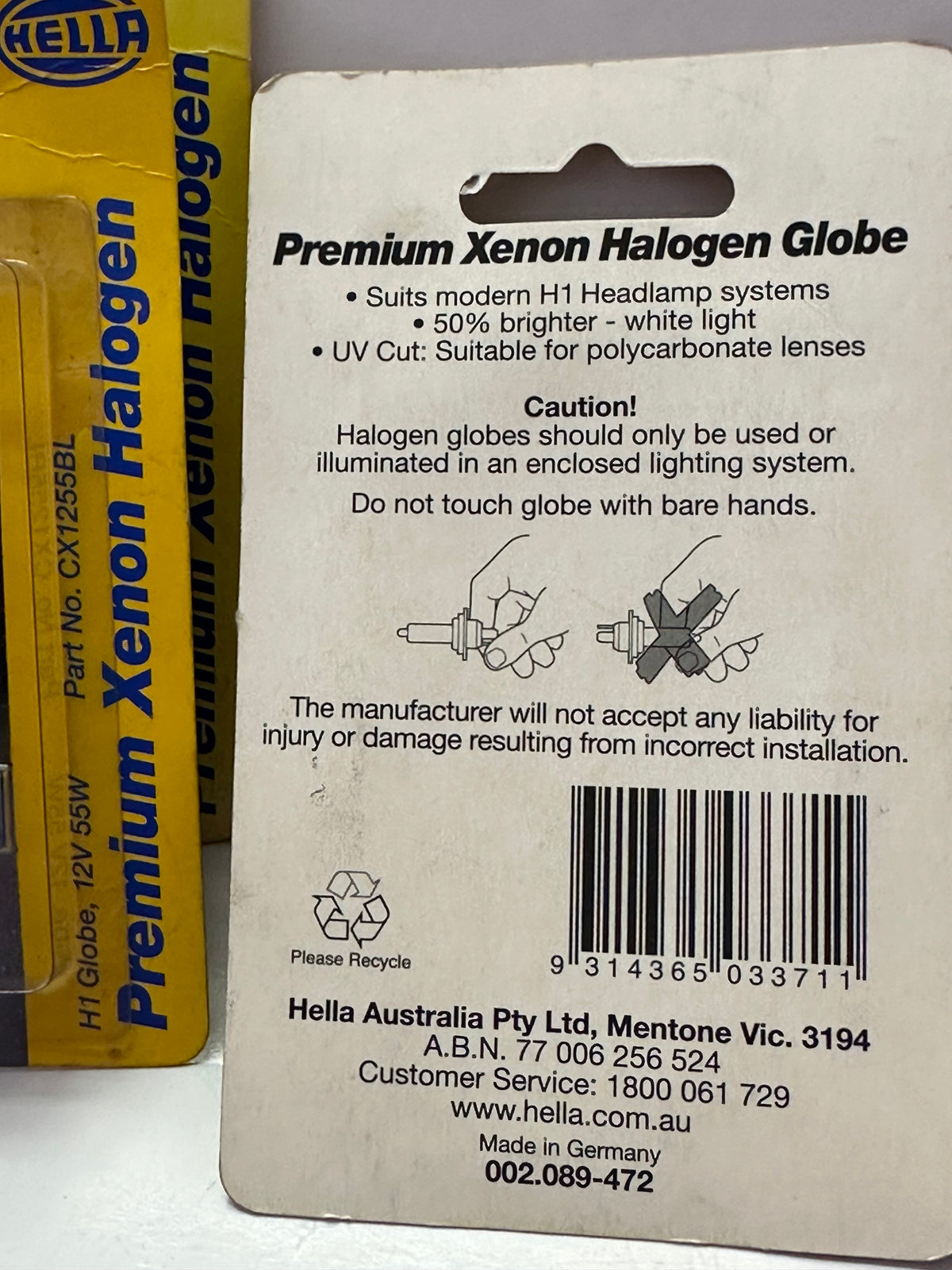 Hella CX1255BL H1 Premium Xenon Halogen Globe — 12V, 55W