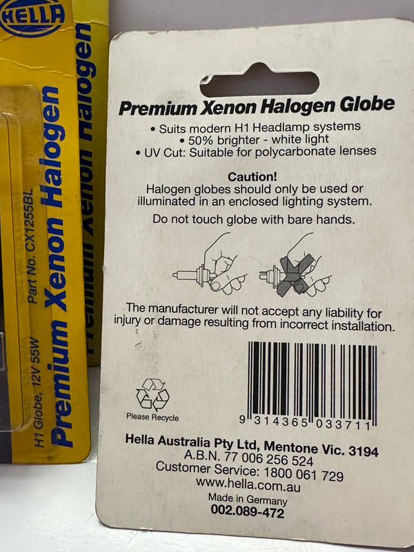 Hella H1 Premium Xenon Halogen Globe 12V, 55W, CX1255BL