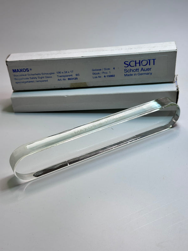 Schott size 4 Maxos 4-15002 High Pressure Transparent Flat Glass 190x34x17mm