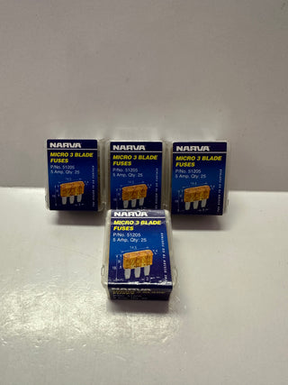 NARVA 51205 5Amp Micro 3 Blade Fuses (Orange) Box 25