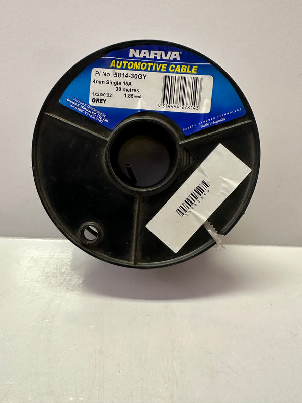 Narva 15A 4mm Grey Single Core Cable 30M, 5814-30GY