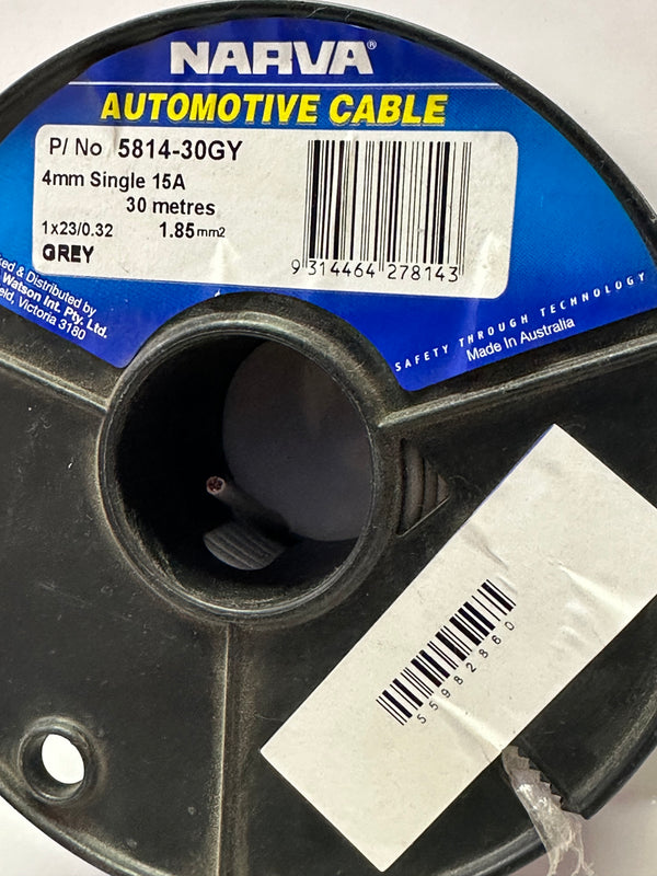 Narva 15A 4mm Grey Single Core Cable 30M, 5814-30GY