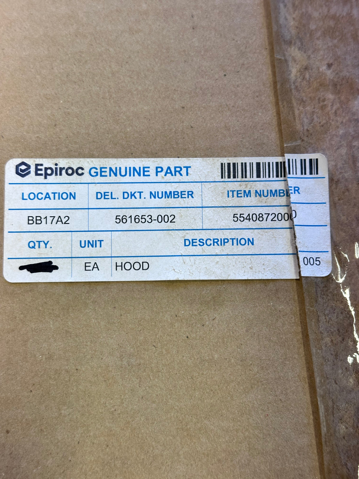 5540872000 Epiroc Air Inlet Hood, Low Profile