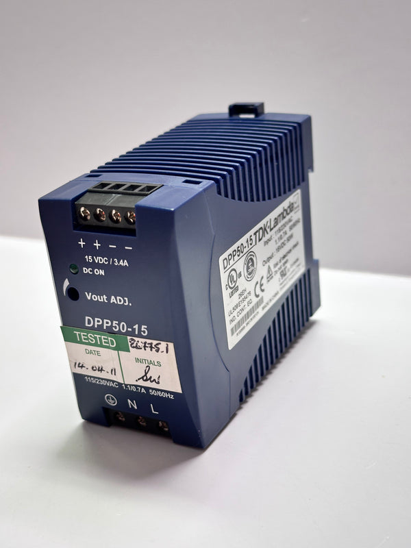 TDK - Lambda DPP Series Din Rail Mountable Switching Power Supply DPP50-15