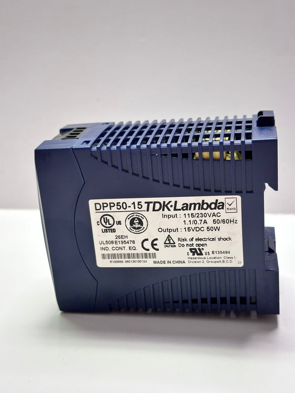 TDK - Lambda DPP Series Din Rail Mountable Switching Power Supply DPP50-15