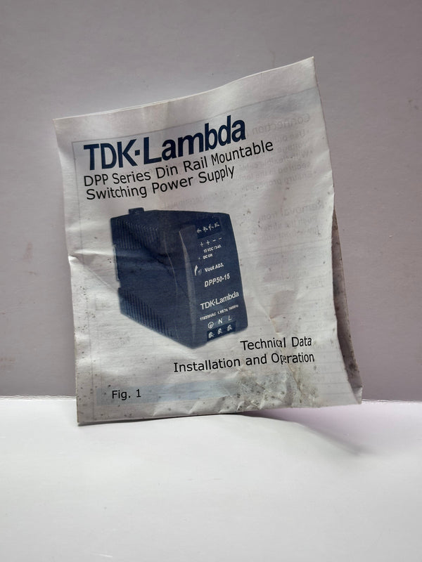 TDK - Lambda DPP Series Din Rail Mountable Switching Power Supply DPP50-15