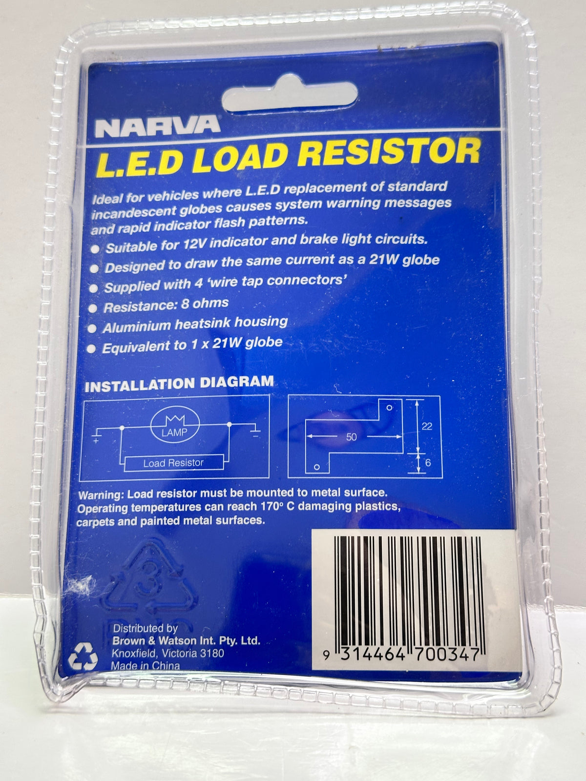 Narva 90034BL2 LED Load Resistors — 12V 21W, Twin Pack