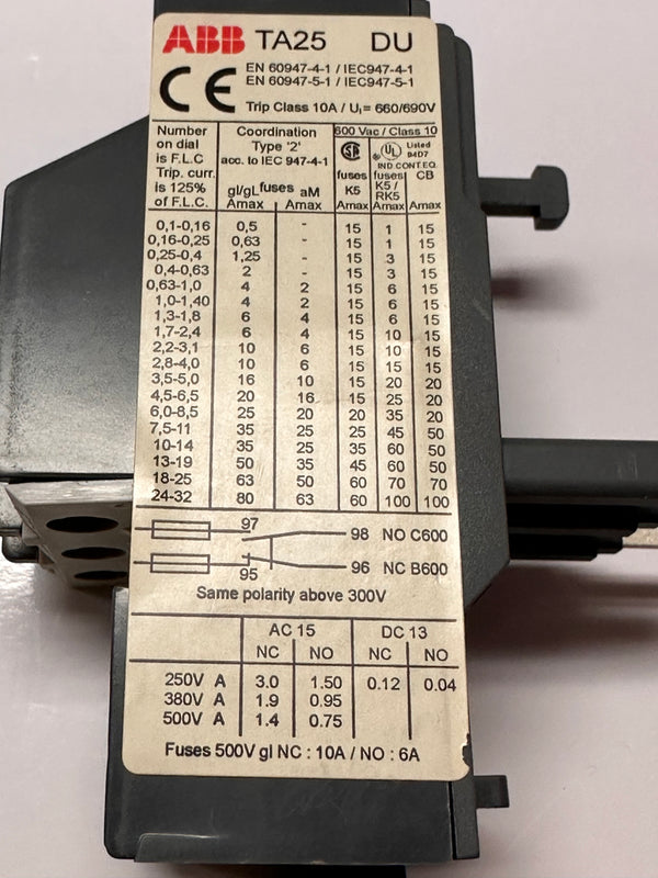 ABB TA25DU 6,5 Thermal Overload Relay 1SAZ211201R1038