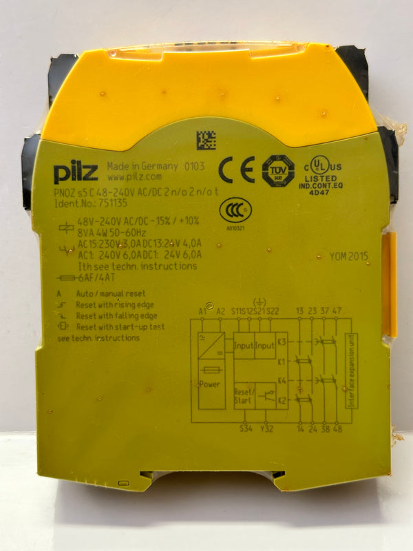 PILZ PNOZ s5 48-240V AC/DC 2 n/o 2 n/o t Dual Channel E.Stop Safety Relay 750135