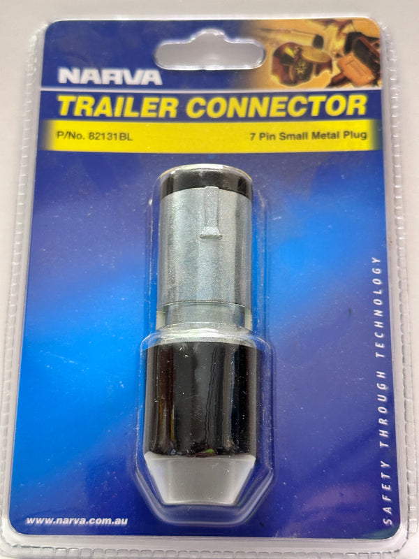 Narva 82131BL 7 Pin Small Round Metal Trailer Plug, 12V, 15A