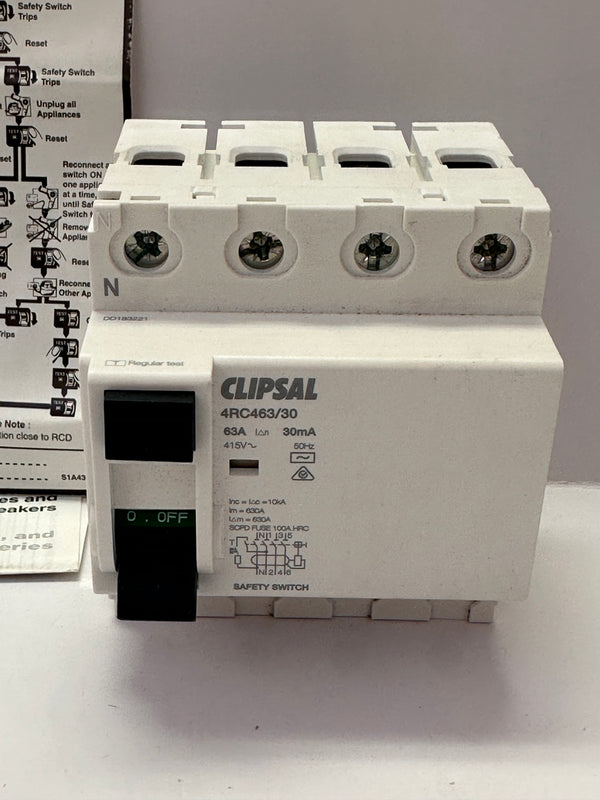 Clipsal 4RC463/30 MAX4 Residual Current Circuit Breaker - 63A, 4 Pole