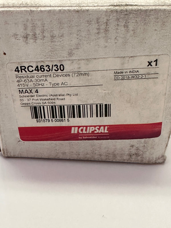 Clipsal 4RC463/30 MAX4 Residual Current Circuit Breaker - 63A, 4 Pole