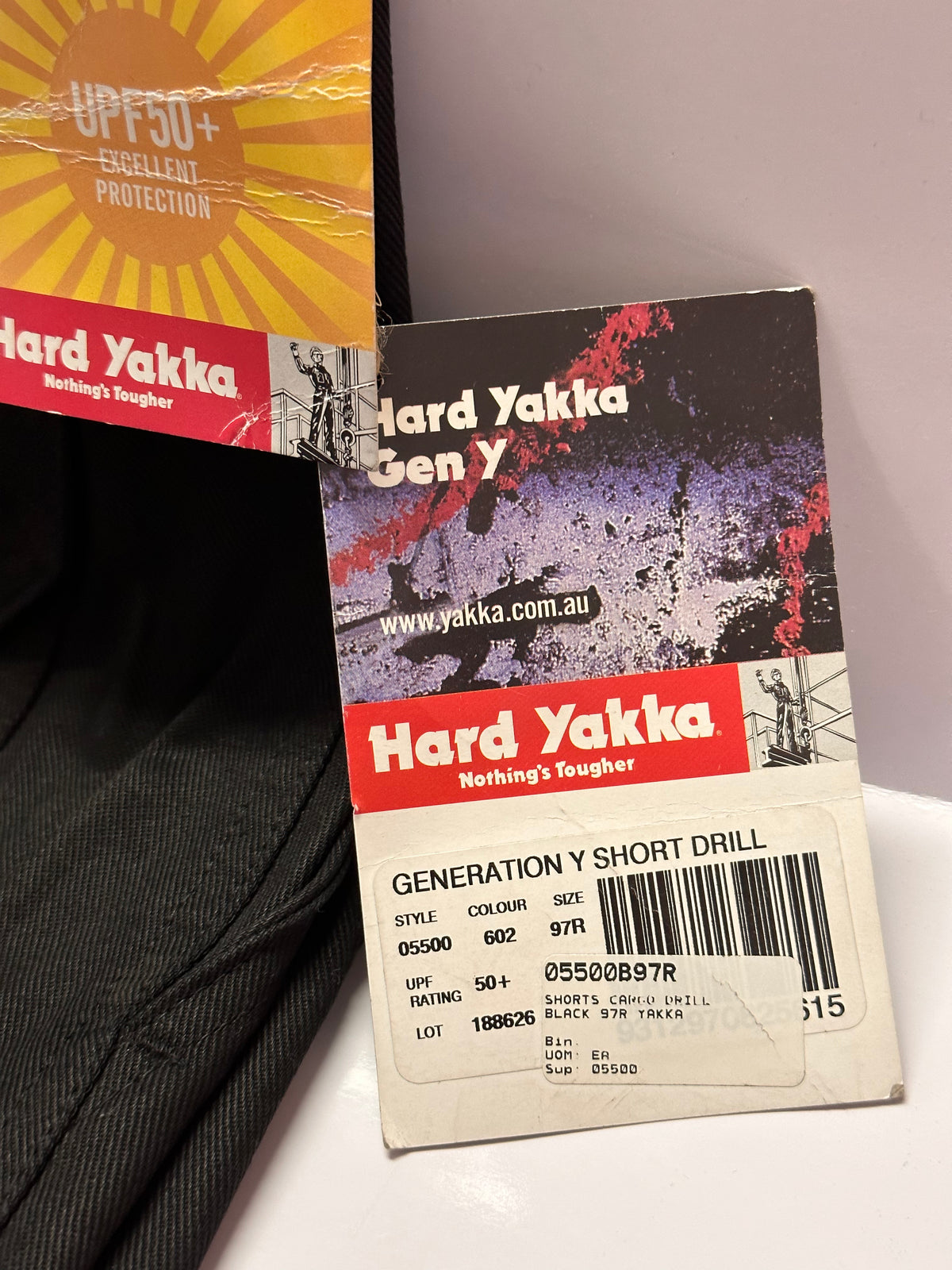 Hard Yakka 05500B97R Cotton Drill Shorts - Black, Size 97R