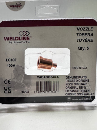 Weldline LC105 100A Plasma Tip W03X0893-64A, 5 Pack