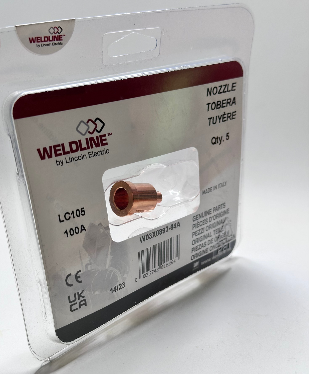 Weldline W03X0893-64A LC105 Plasma Tips – 100 A, Pack of 5