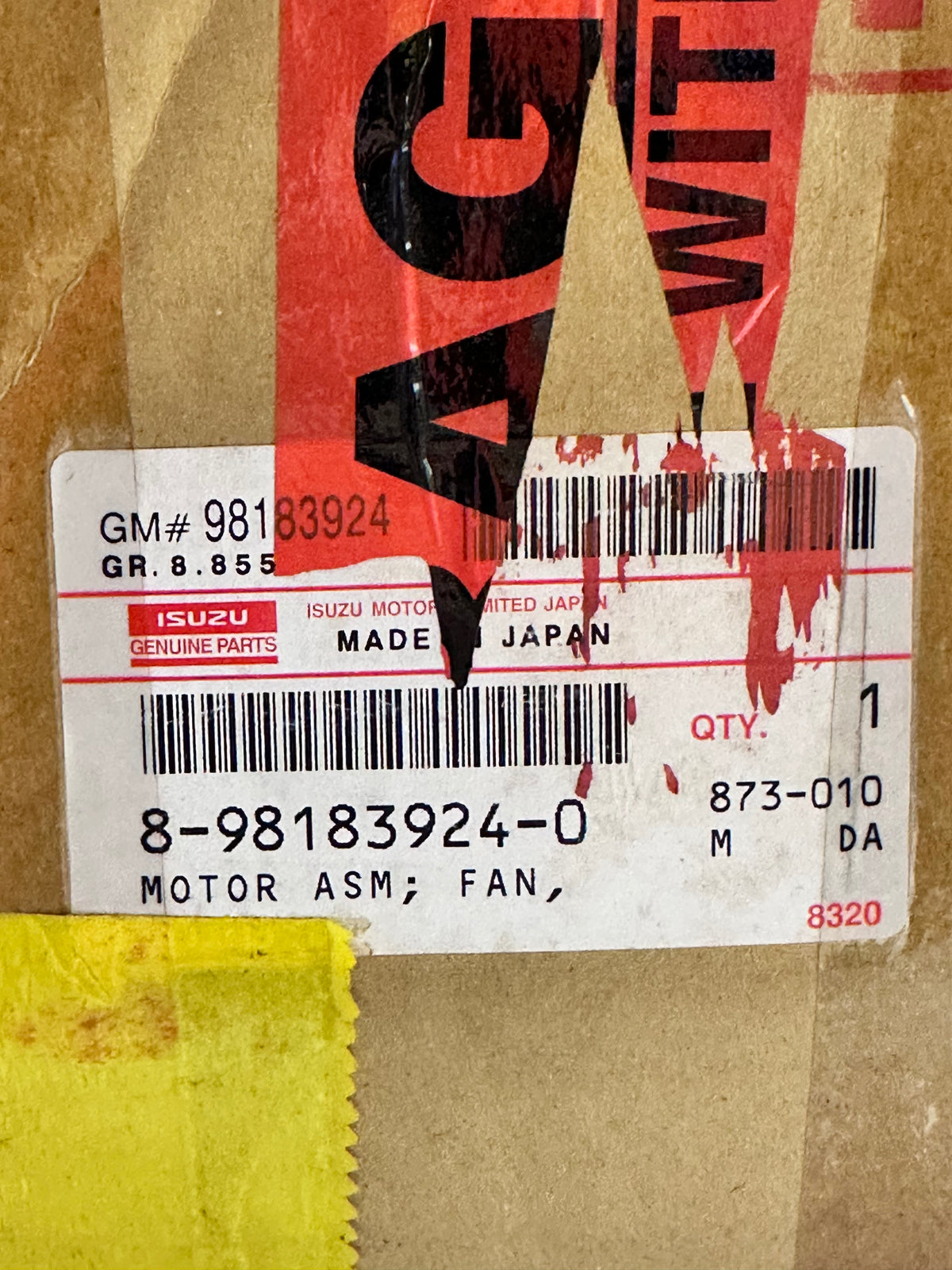 Isuzu 8981839240 Heater/Blower Fan Motor Assembly