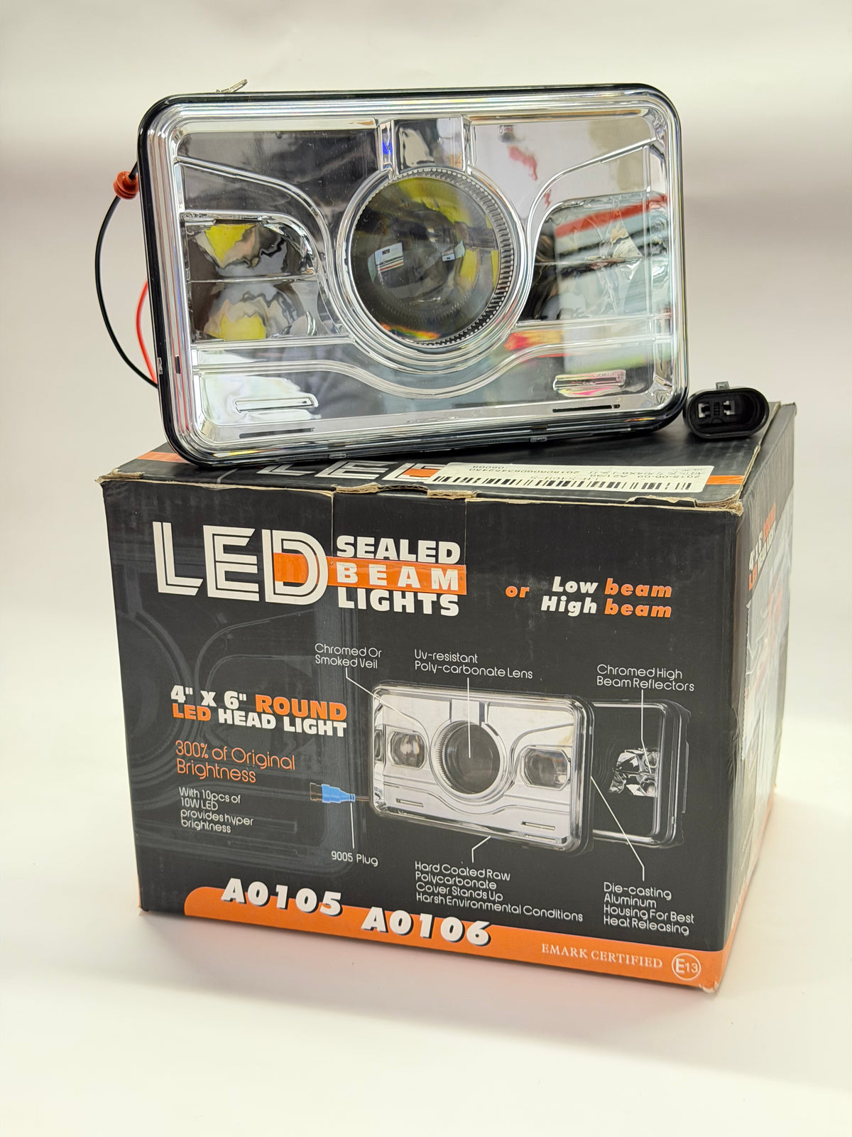 LED 4X6" Sealed Beam Headlight for Heavy Duty Vehicles (LH-S46H-S) A0106
