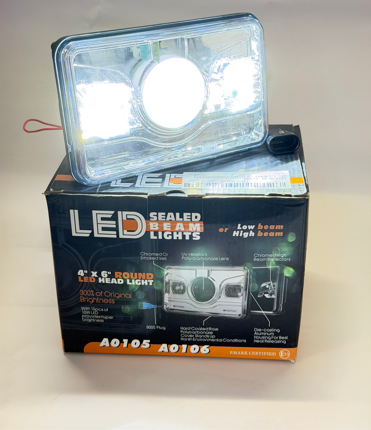 LED 4X6" Sealed Beam Headlight for Heavy Duty Vehicles (LH-S46H-S) A0106