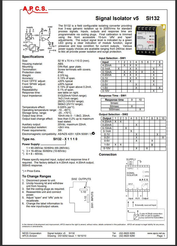 SI132 21110 Signal Isolator