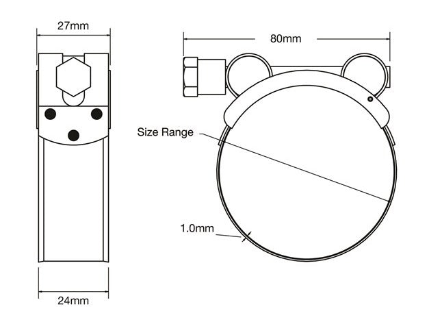 Tridon TTBY80-85P T-Bolt Clamp, 80–85mm