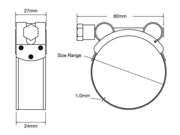 Tridon TTBY80-85P T-Bolt Clamp 80-85mm