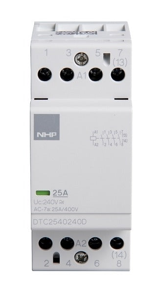 NHP DTC2540240D DIN Contactor — 25A, 4 NO