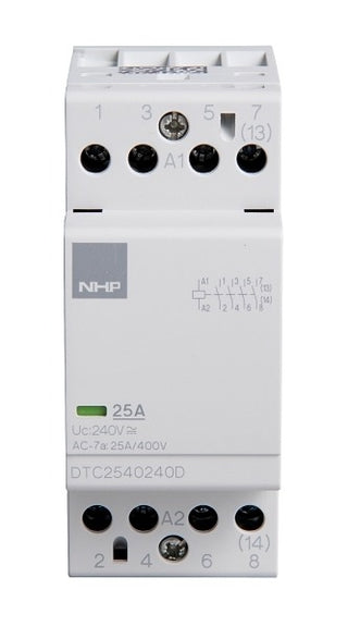 NHP DTC2540240D 25A 4 NO 240VAC Din Contactor