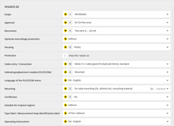 VEGADIS 82 Eternal display and Adjustment Unit for 4 ... 20 mA/HART Sensors - DIS82.IXXKIMAEX