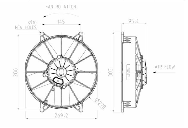 SPAL V15-BP70/LL-39S 10" 24V Pusher Fan