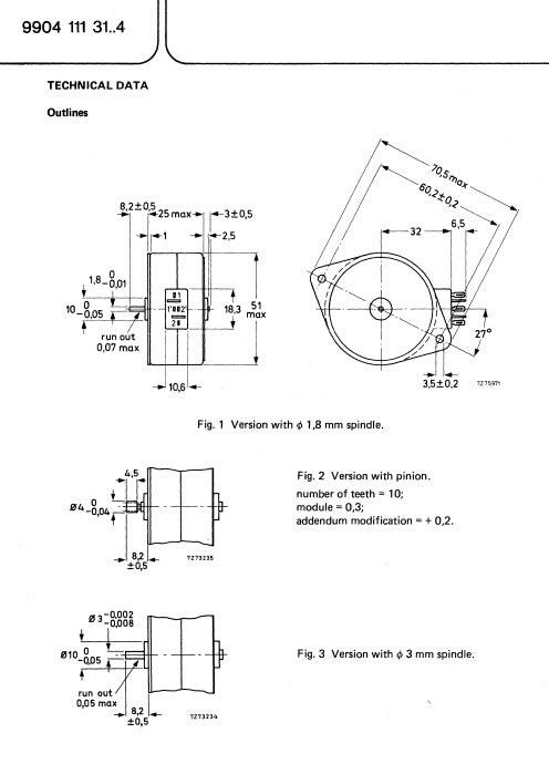 Reversible Synchronous Motor 9904 111 31534 24V, 250rpm
