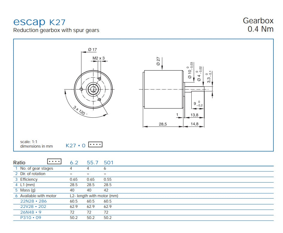 Escap K27-8 50:1 Reduction Gear Unit